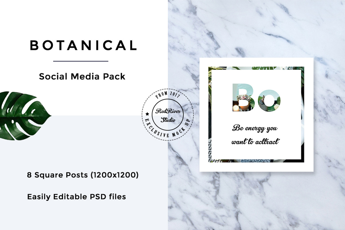 Botanical Social Media Pack, a Templates & Theme by RedRiver Studio (Photo 3 of 12)