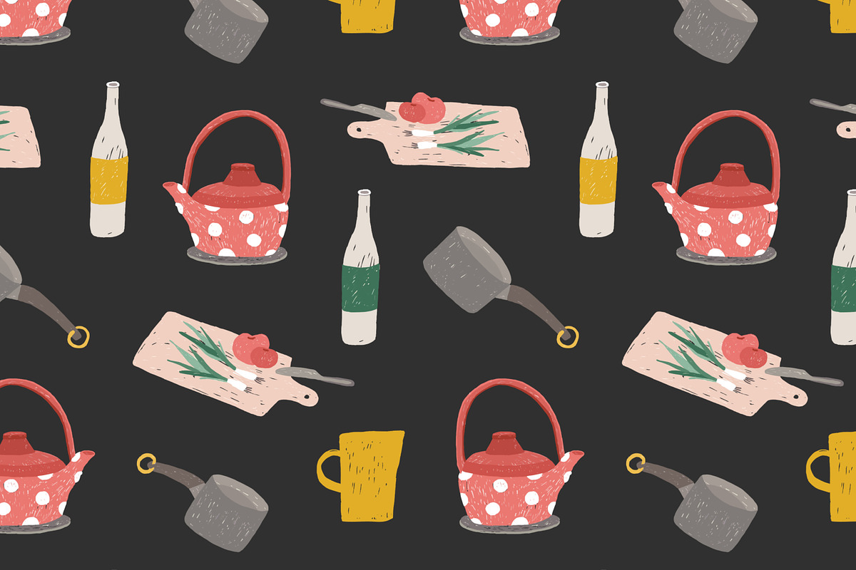 Seamless pattern with kitchen tools, a Pattern Graphic by Good Studio (Photo 3 of 6)