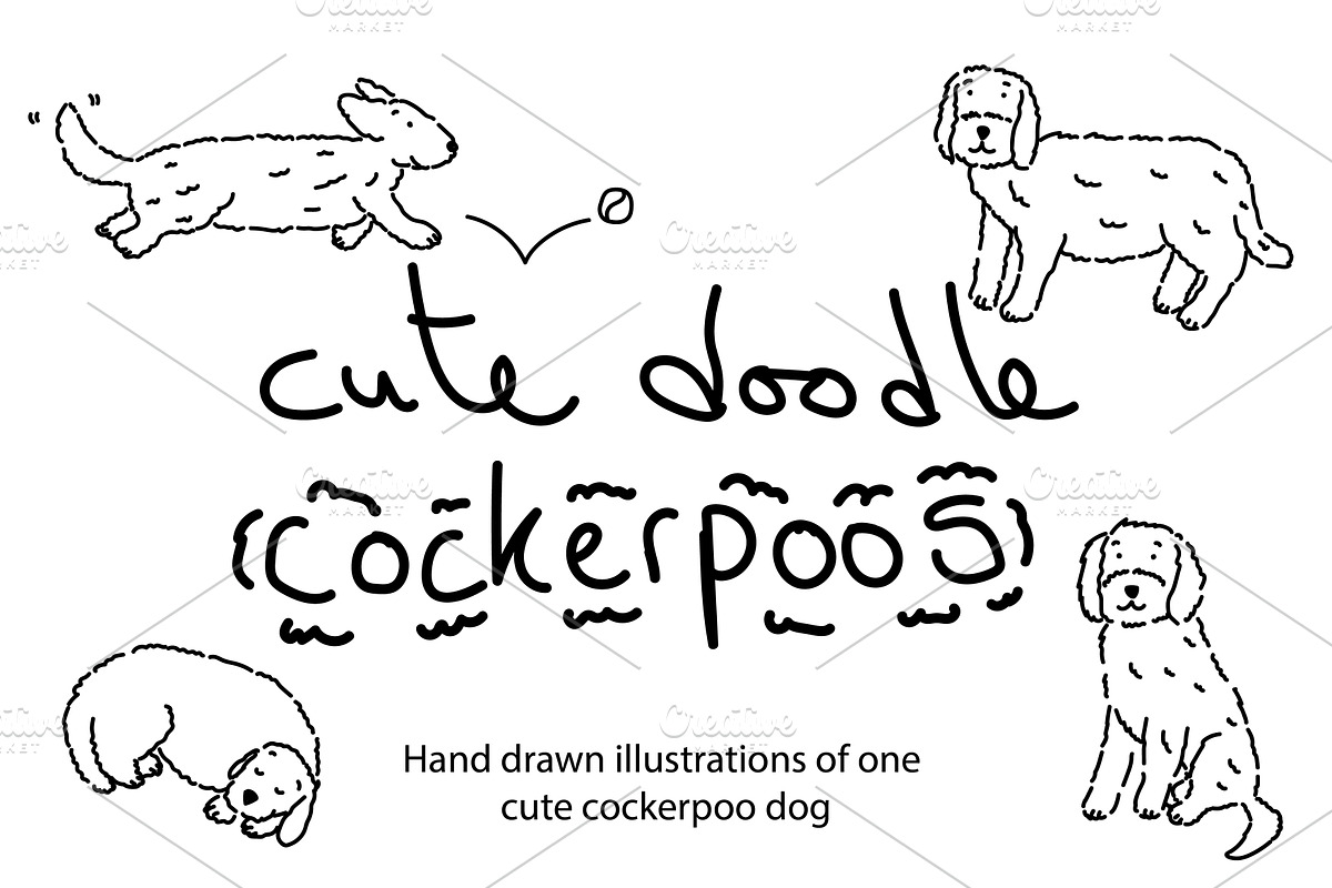 Cute doodle Cockerpoo dogs, an Animal Illustration by Liz Pengilley Studio (Photo 1 of 4)