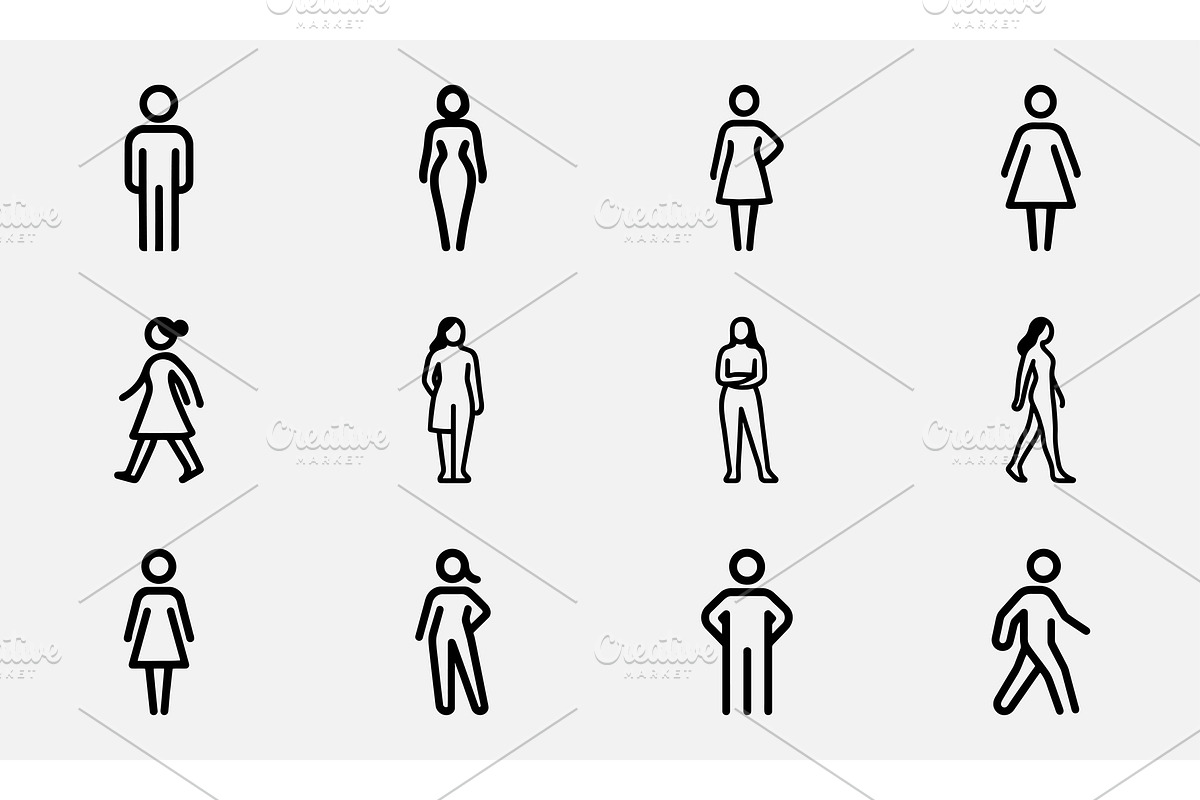 Diverse gender figure symbols, an Outline Icon by Vectorium Studio