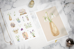 Spring Snowdrop And Muscari Clip Art