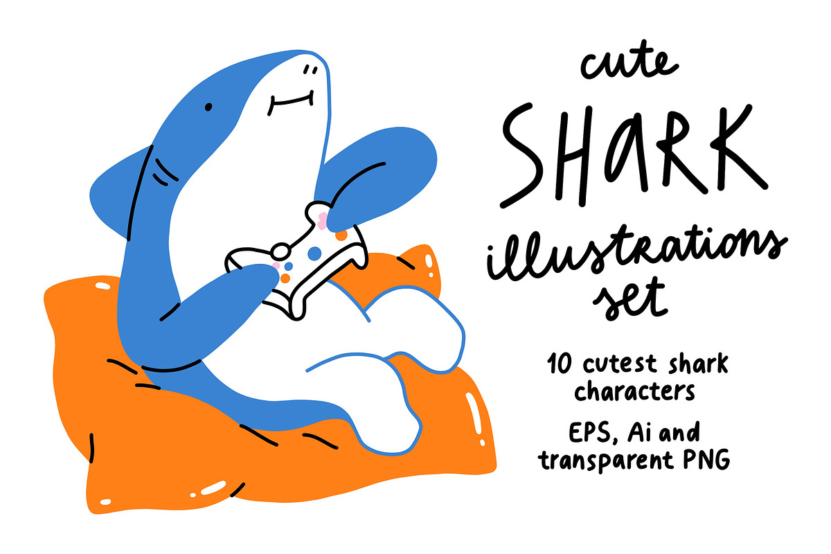 Cute shark cartoon vector mascot, an Animal Illustration by Stolenpencil (Photo 1 of 3)