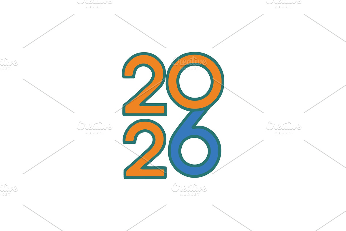 2026 Number Typography Vector Set, a Work Illustration by Vectorium Studio (Photo 11 of 20)