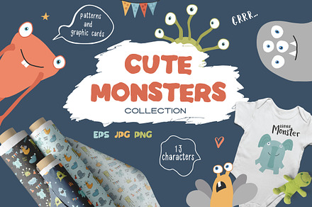 Cute Monsters vector collection.
