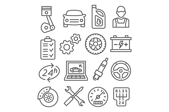 Auto Service Line Icons