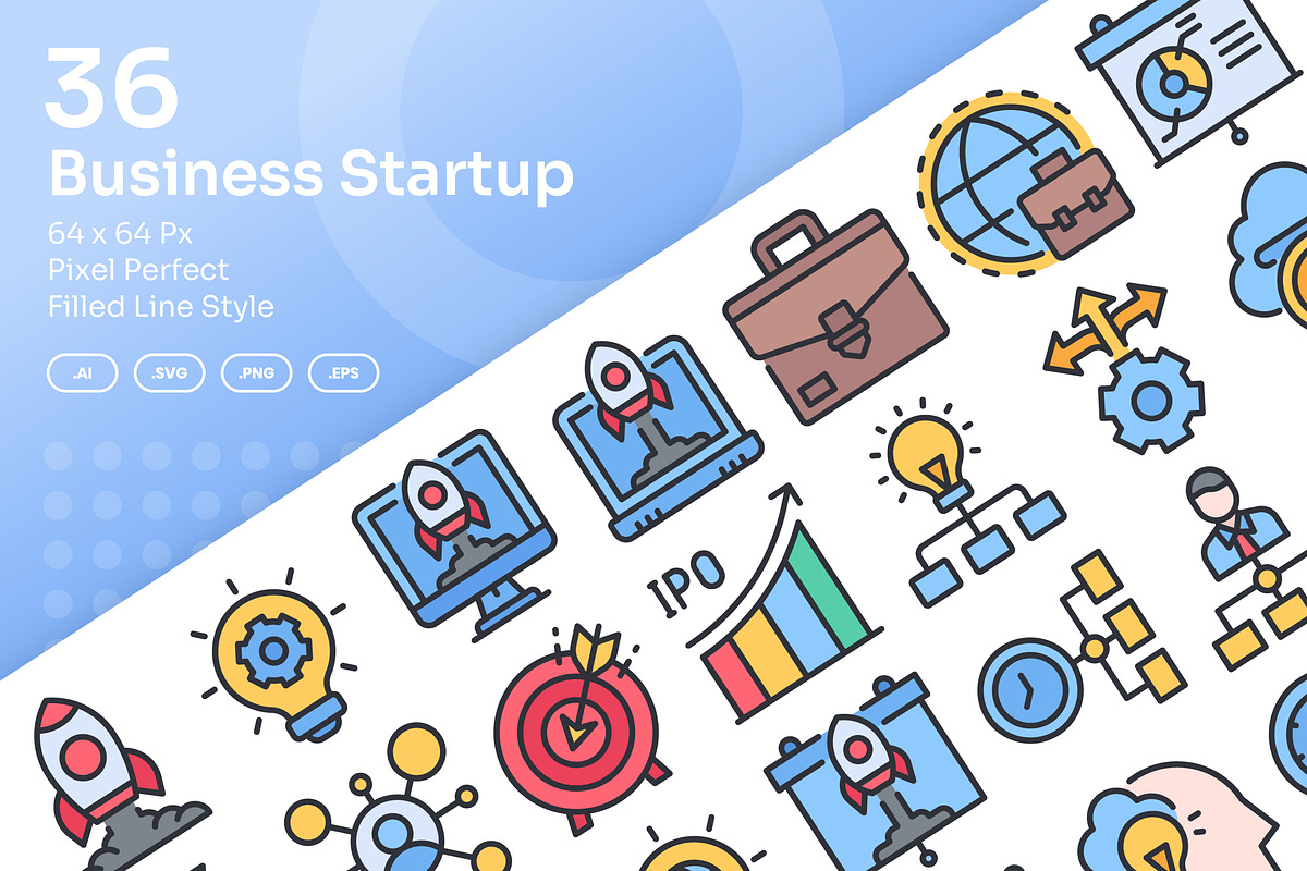 Business Startup Icons - Filled Line | Creative Market