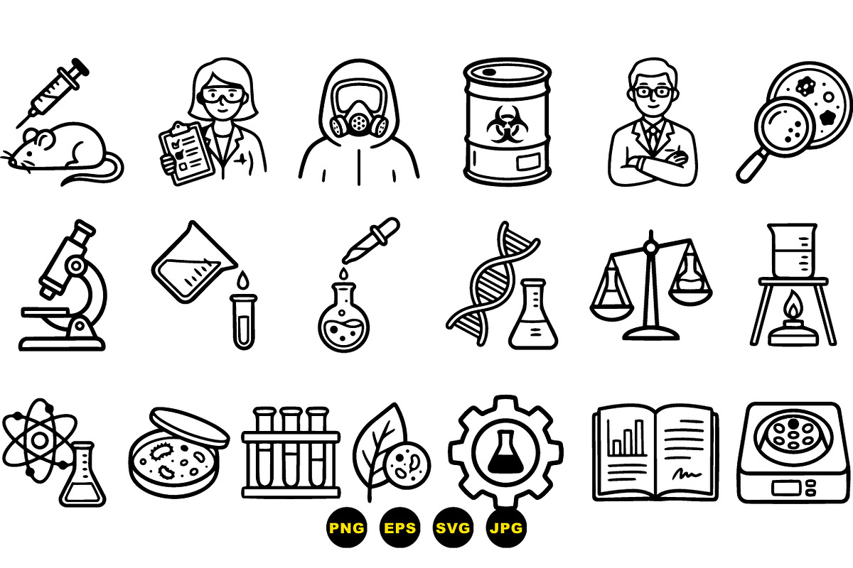 Science Lab Icon Set SVG, an Illustration by designvectx (Photo 3 of 3)