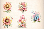 Whimsical Summer Flowers Clipart, an Illustration by Designworld (Thumbnail 4 of 6)
