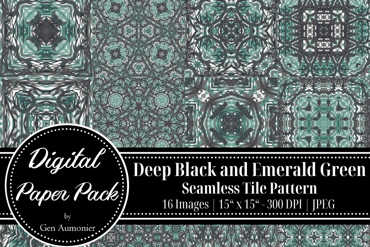Black & Emerald Watercolor Patterns, a Pattern Graphic by Gen Aumonier (Photo 7 of 7)