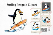 Surfing Penguin Clipart, a Graphic by Artnoy (Thumbnail 1 of 5)