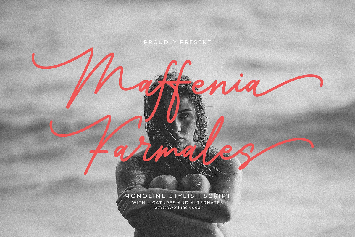 Maffenia Farmales | Monoline Stylish, a Script Font by Denustudios (Photo 1 of 14)