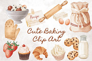 Baking Clipart | 14 Watercolor Items, a Food Illustration by Sunny Jar Designs (Thumbnail 1 of 3)