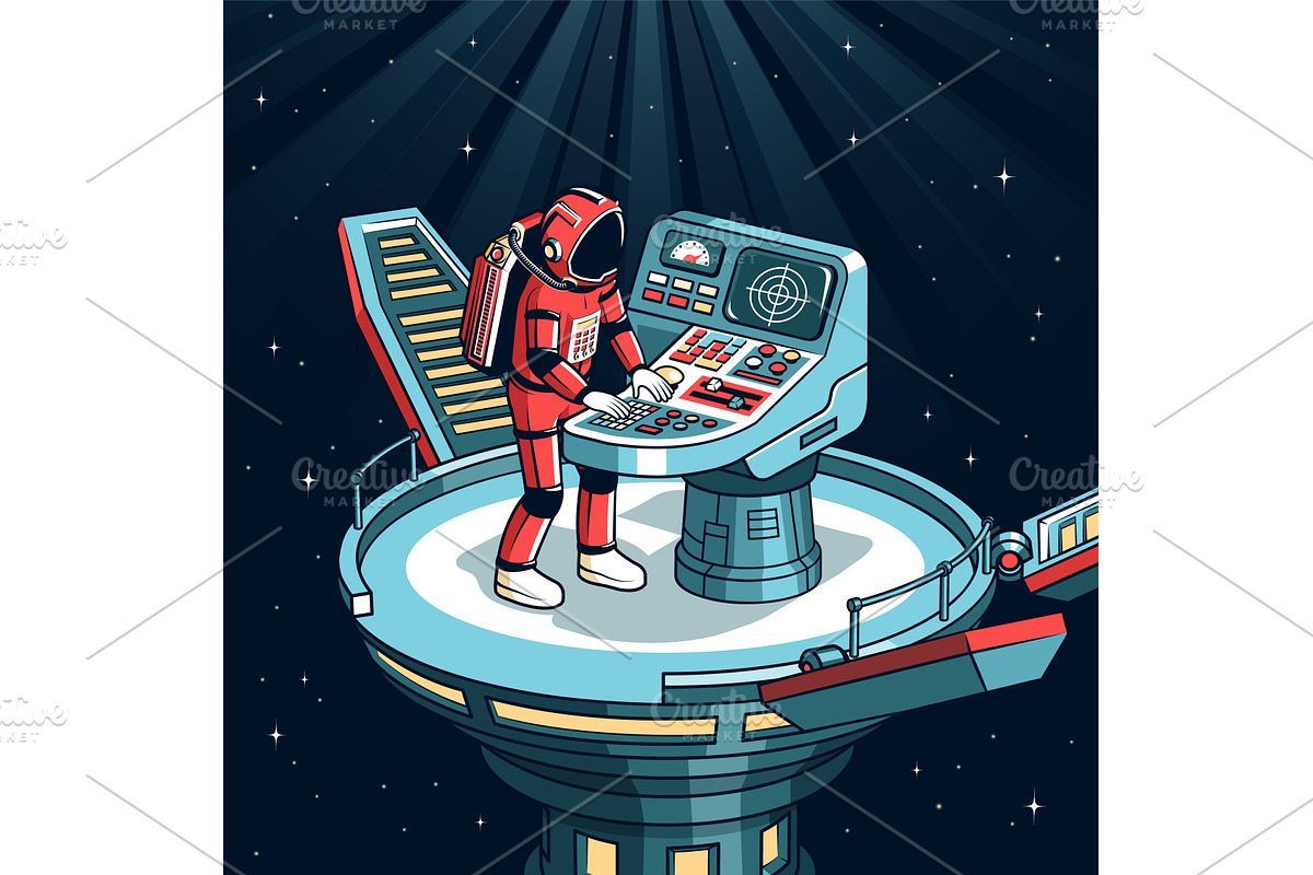 Astronaut operating control panel on, a Technology Illustration by Agor2012 shop