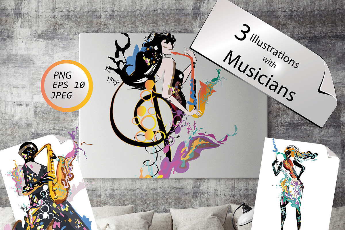 Abstract colorful musicians., a Person Illustration by Laifalight (Photo 1 of 7)