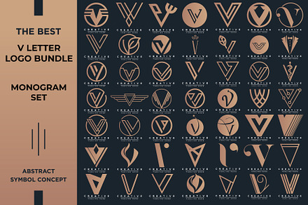 Letter V Logo Bundle VV Monogram Set