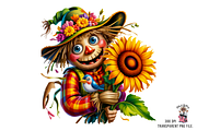 Cute Scarecrow Clipart PNG Bundle, a Graphic by Clipart Bloom (Thumbnail 5 of 11)
