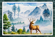 Watercolor Landscape set #3, an Animal Illustration by AlexGreenArt (Thumbnail 7 of 8)