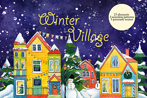Winter Village Watercolor Set