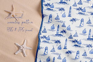 Nautical Toile De Jouy Seamless Patt