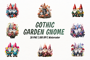 Watercolor Cute Gothic Garden Gnomes, a Person Illustration by New-School-Wave (Thumbnail 1 of 5)