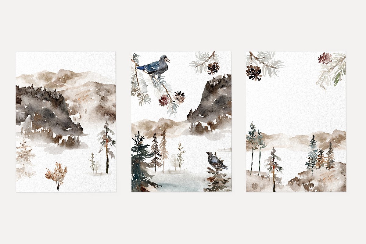 Winter Landscape Watercolour Creator, a Card Template by Karma (Photo 4 of 15)