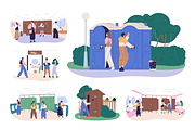 People using public toilets, WC set, a Person Illustration by Good Studio (Thumbnail 1 of 7)