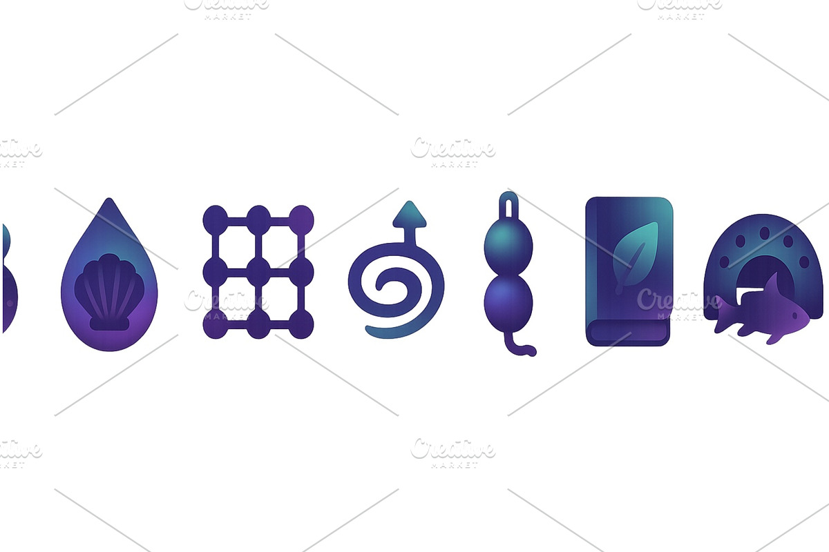 Colorful symbols illustrating ocean, an Animal Illustration by ZinetroN