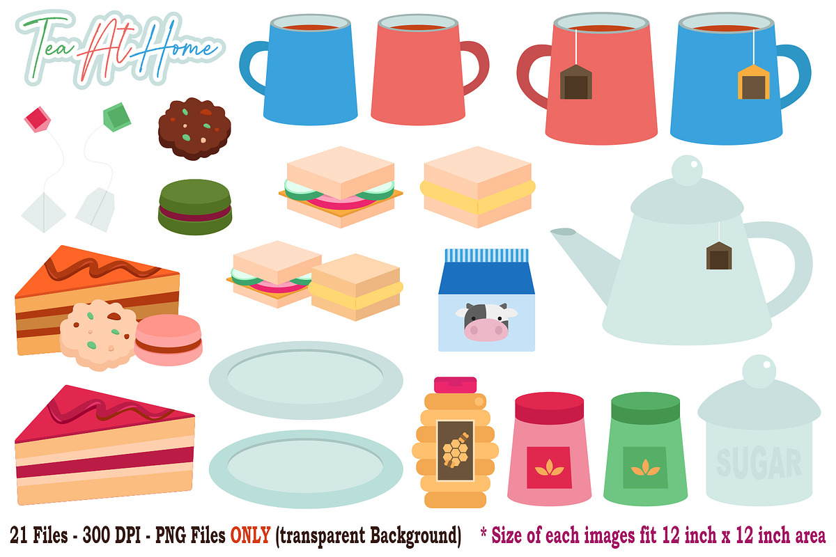 Tea At Home Digital Clip Art, an Object Graphic by Cozy Cat Design (Photo 1 of 3)