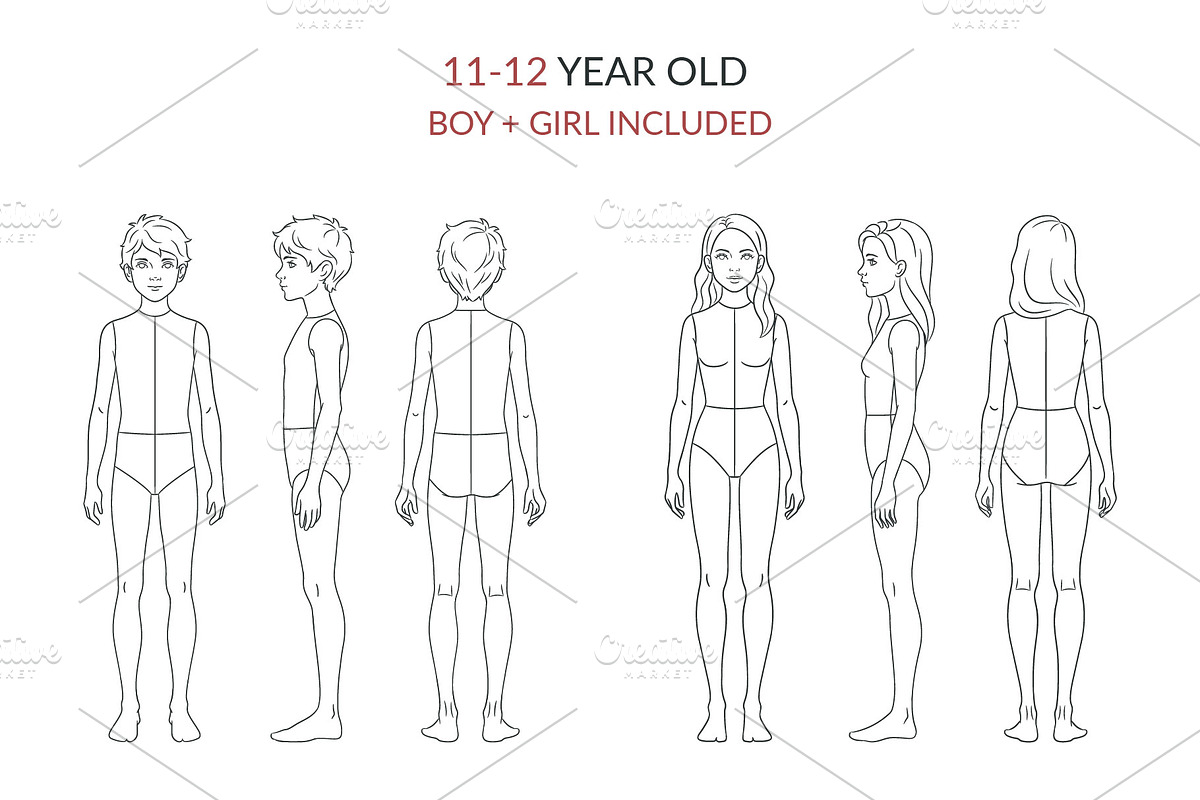 Preteen Fashion Croquis Bundle, a Person Illustration by Shorena Fashion Draws (Photo 3 of 13)