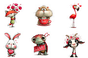 Valentine Animal Clipart Bundle, an Illustration by CreationArt (Thumbnail 7 of 7)