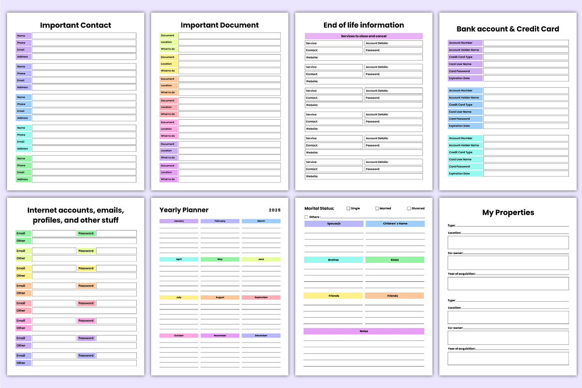 Rainbow 2025 End of Life Planner Kdp, a Stationery Template by Mustafiz (Photo 3 of 8)