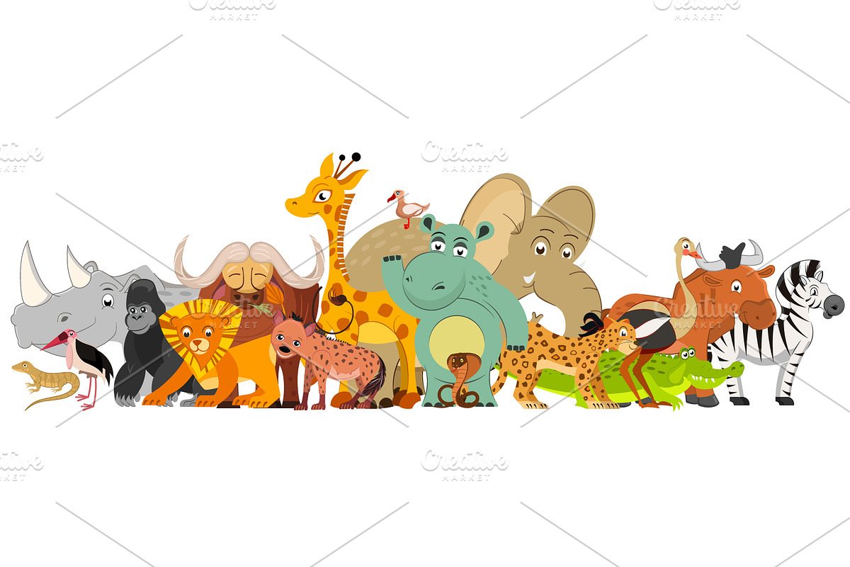 Cute African animals cartoon group, an Animal Illustration by Yayasya (Photo 3 of 3)