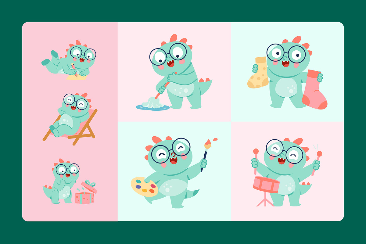30 Animated Dino Illustrations, an Animal Illustration by Brickclay (Photo 3 of 4)