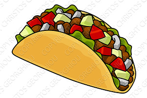 Crunchy Taco Food Illustration, a Food Illustration by Christos Georghiou