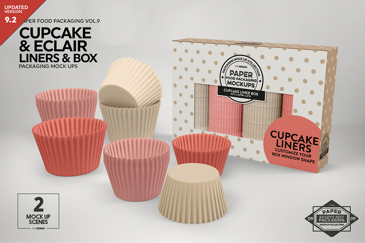 Cupcake Eclaire Liner Box Mockup, a Cups & Container Mockup by INCDesign (Photo 1 of 8)