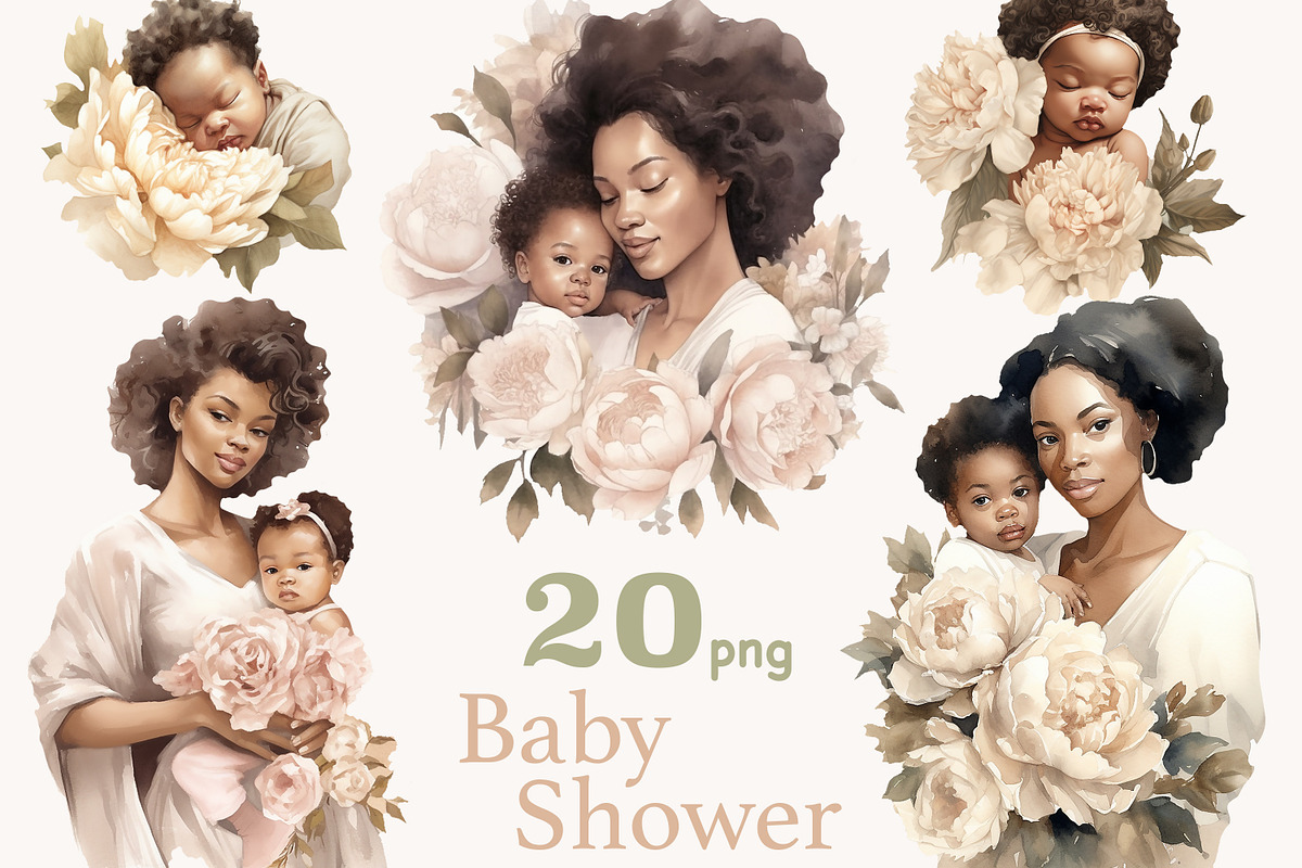 Baby Shower Illustrations Set, a Person Illustration by GlamArtZhanna (Photo 1 of 5)
