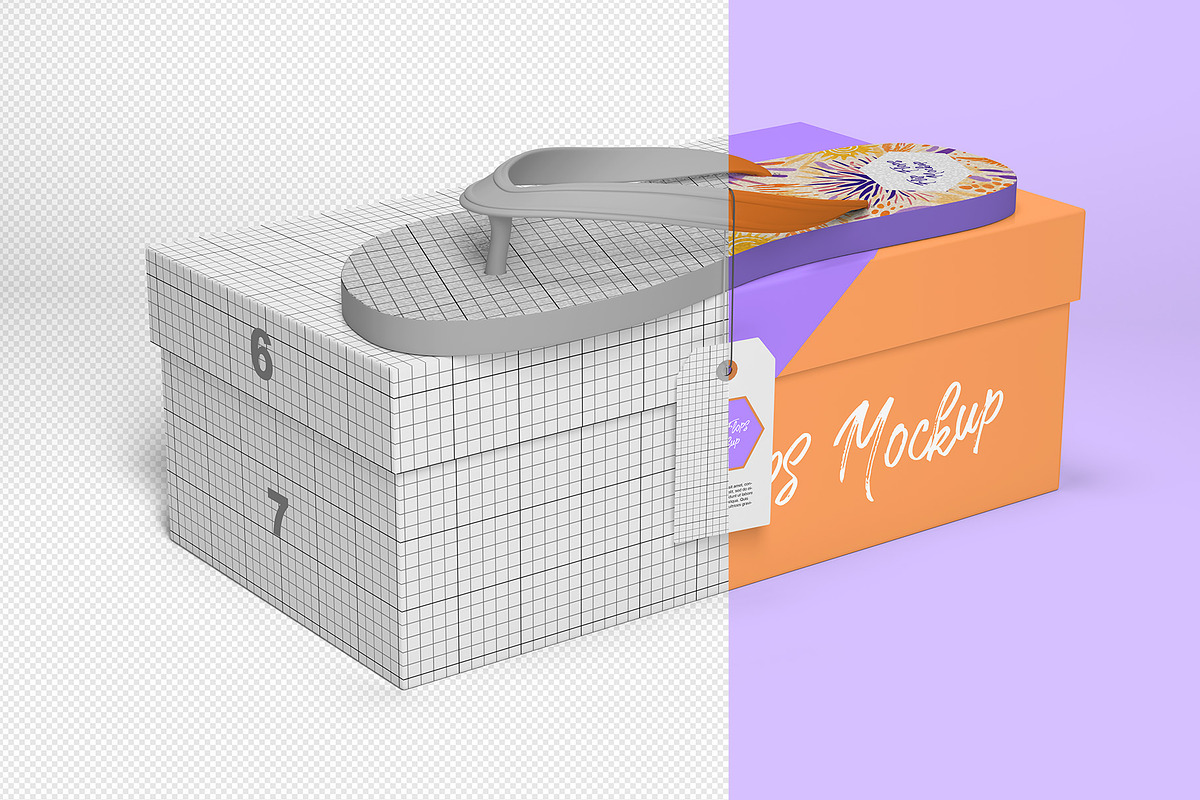 Flip Flops Packaging Mockup 6 Views, a Packaging Mockup by Illusiongraphic (Photo 13 of 20)