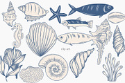 Blue toile Ocean Collection, a Seasonal Illustration by AlenaVlasko stock Market (Thumbnail 9 of 12)