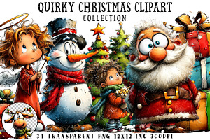 Quirky Christmas Clipart, an Illustration by OK Design