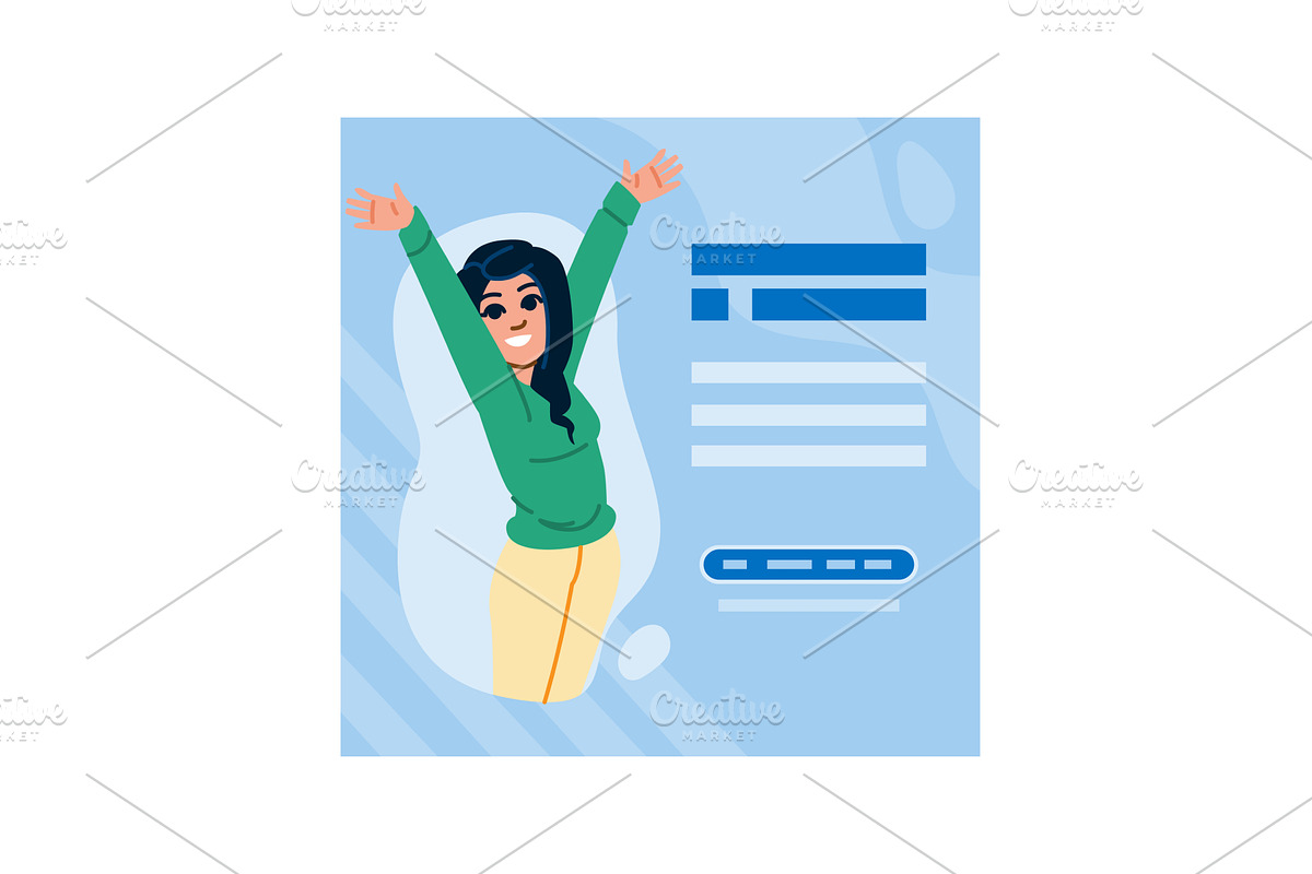 Happy woman celebrating success with, an Education Illustration by pikepicture