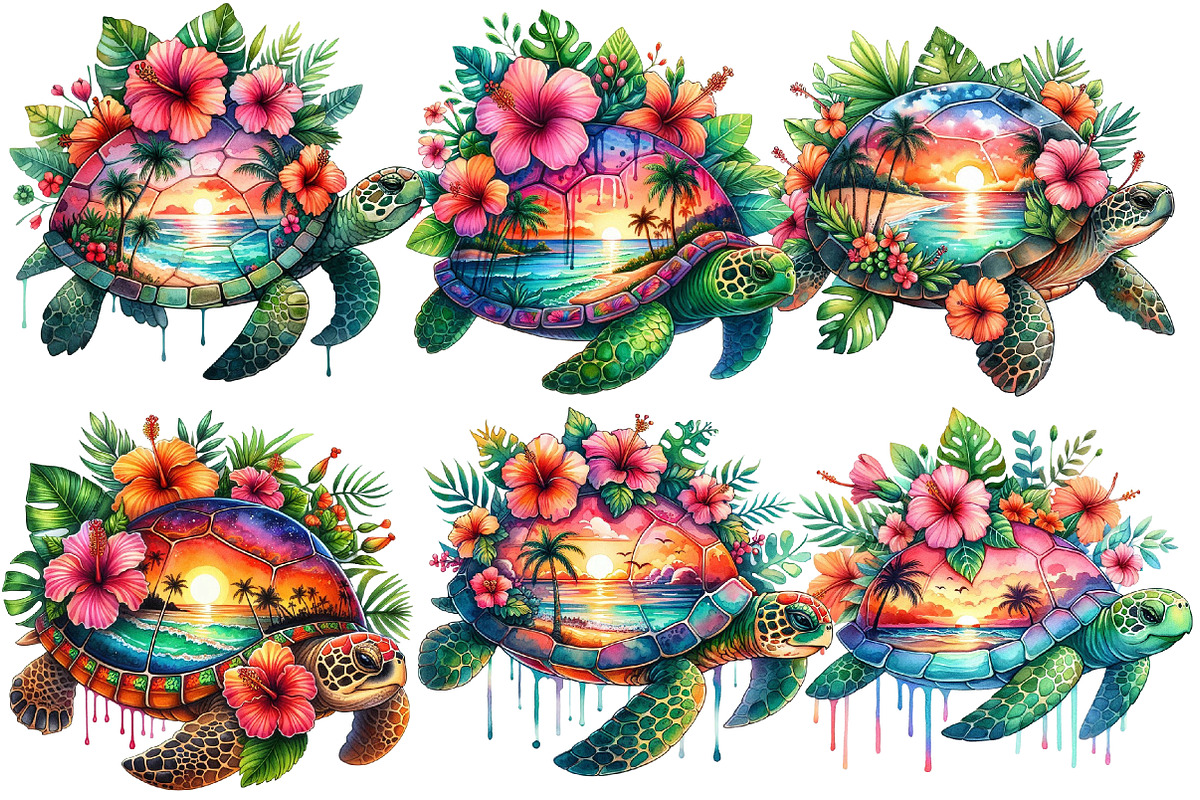 Sunset Sea Turtle Sublimation, an Animal Illustration by Designworld (Photo 3 of 7)