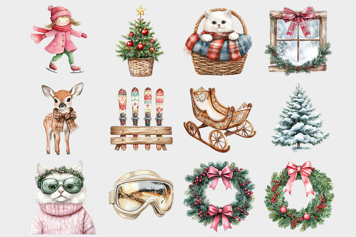 Whimsy Christmas Ski Lodge Clipart, a Seasonal Illustration by Design Market (Photo 4 of 5)