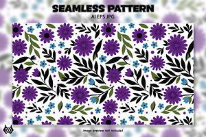 Purple and Blue Flowers - Pattern, a Pattern Graphic by NOX Labs