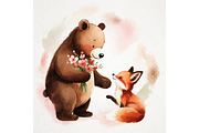 Whimsical Woodland Valentine Clipart, a Seasonal Illustration by Creative design (Thumbnail 3 of 7)