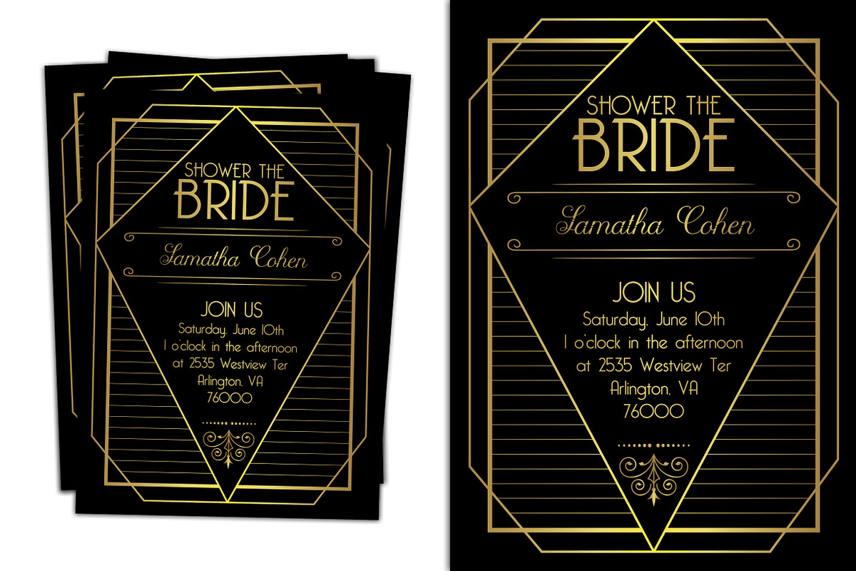 Hollywood Glam Bridal Shower Invite, an Invitation Template by BF Studios (Photo 2 of 2)