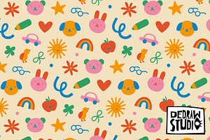 Colorful Children Doodle Pattern, a Pattern Graphic by Dedraw Studio