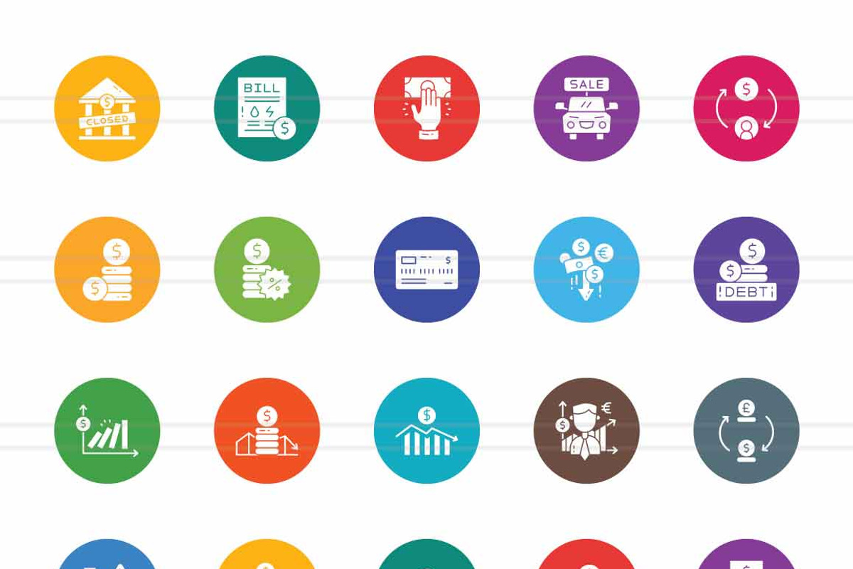 Economic Crisis Flat Round Icons, an Icon by IconBunny (Photo 2 of 2)