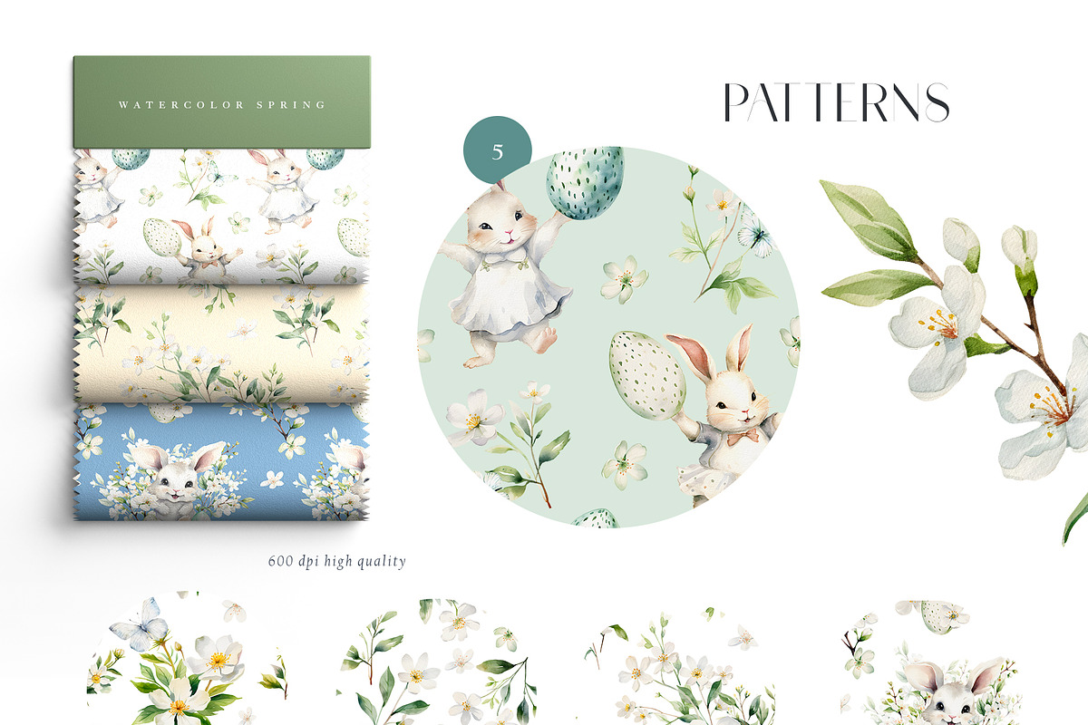 Watercolor easter bunnies clipart, an Animal Illustration by MariGraphic boutique (Photo 8 of 10)