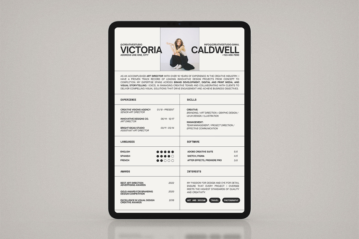 Stylish Canva Resume Template, a Resume Template by Moscovita Studio (Photo 6 of 10)