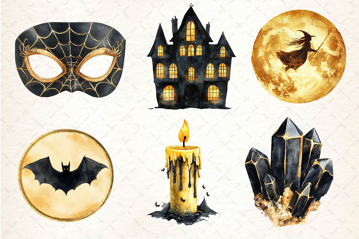 Black and Gold Halloween Clipart, an Illustration by Dream Creation (Photo 2 of 7)